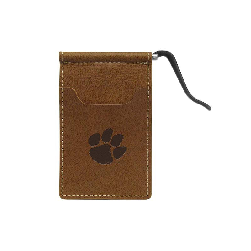 Clemson Embossed Clip Front Pocket Wallet
