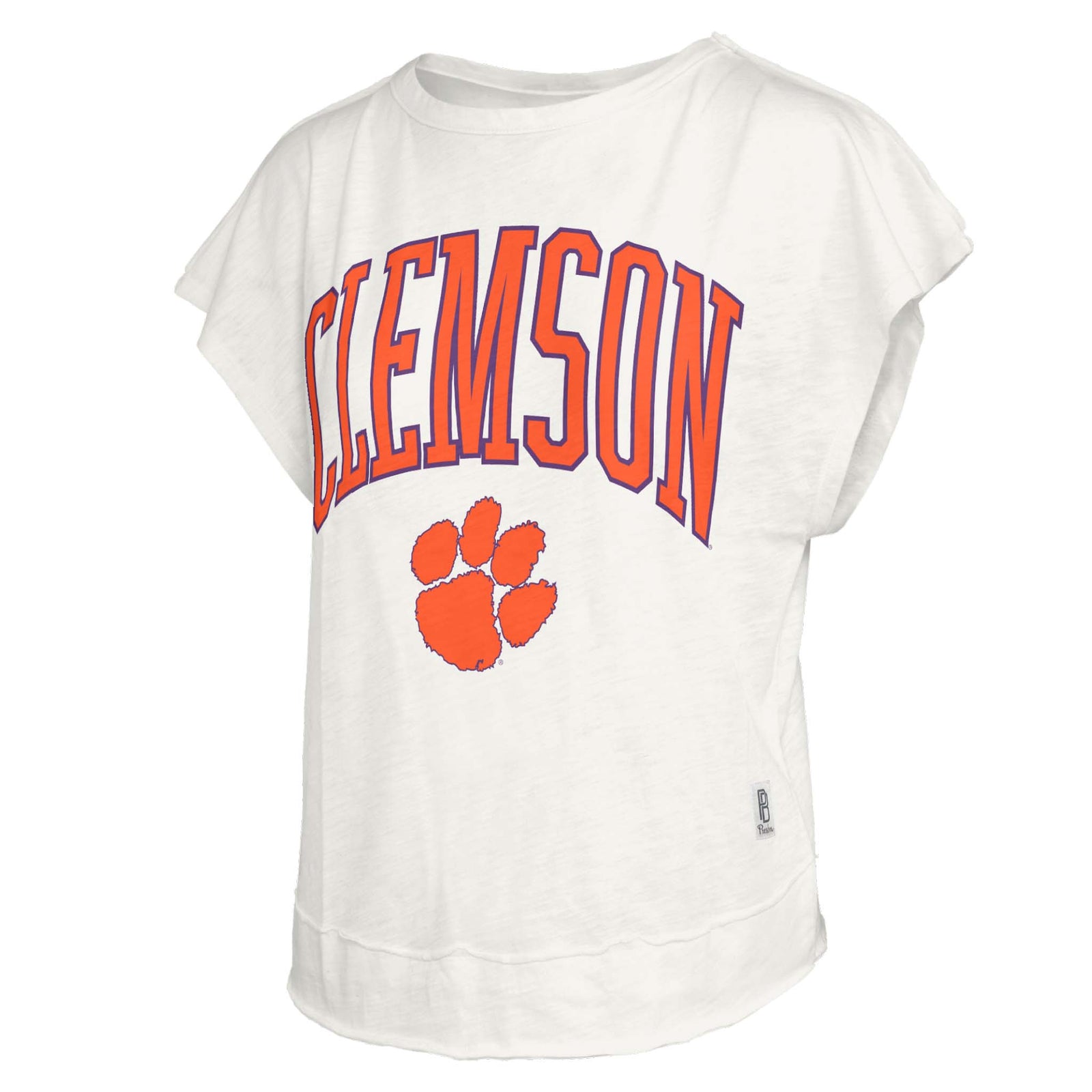 Clemson Open Back Slub Short Sleeve Top in ivory