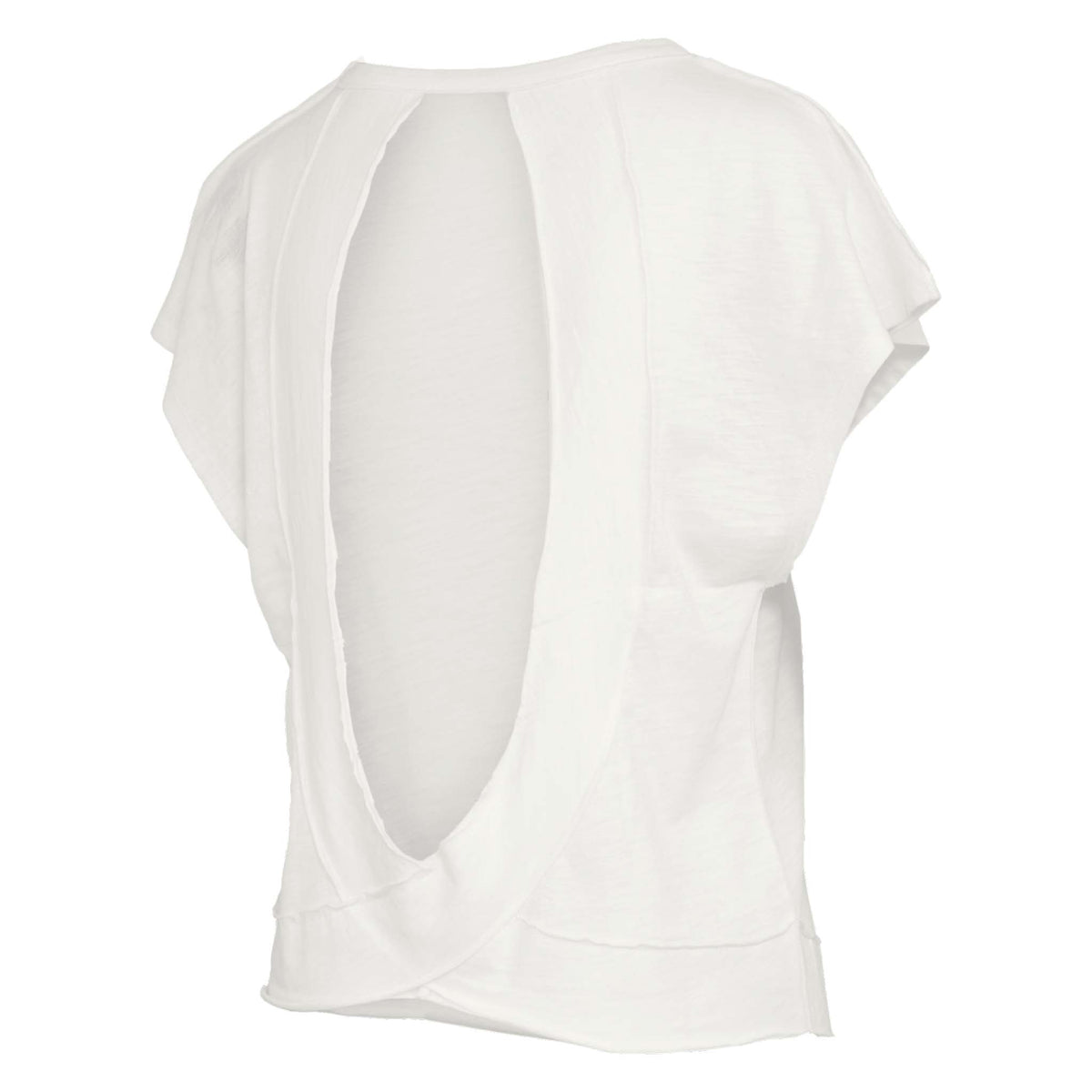 Clemson Open Back Slub Short Sleeve Top in ivory with open back design