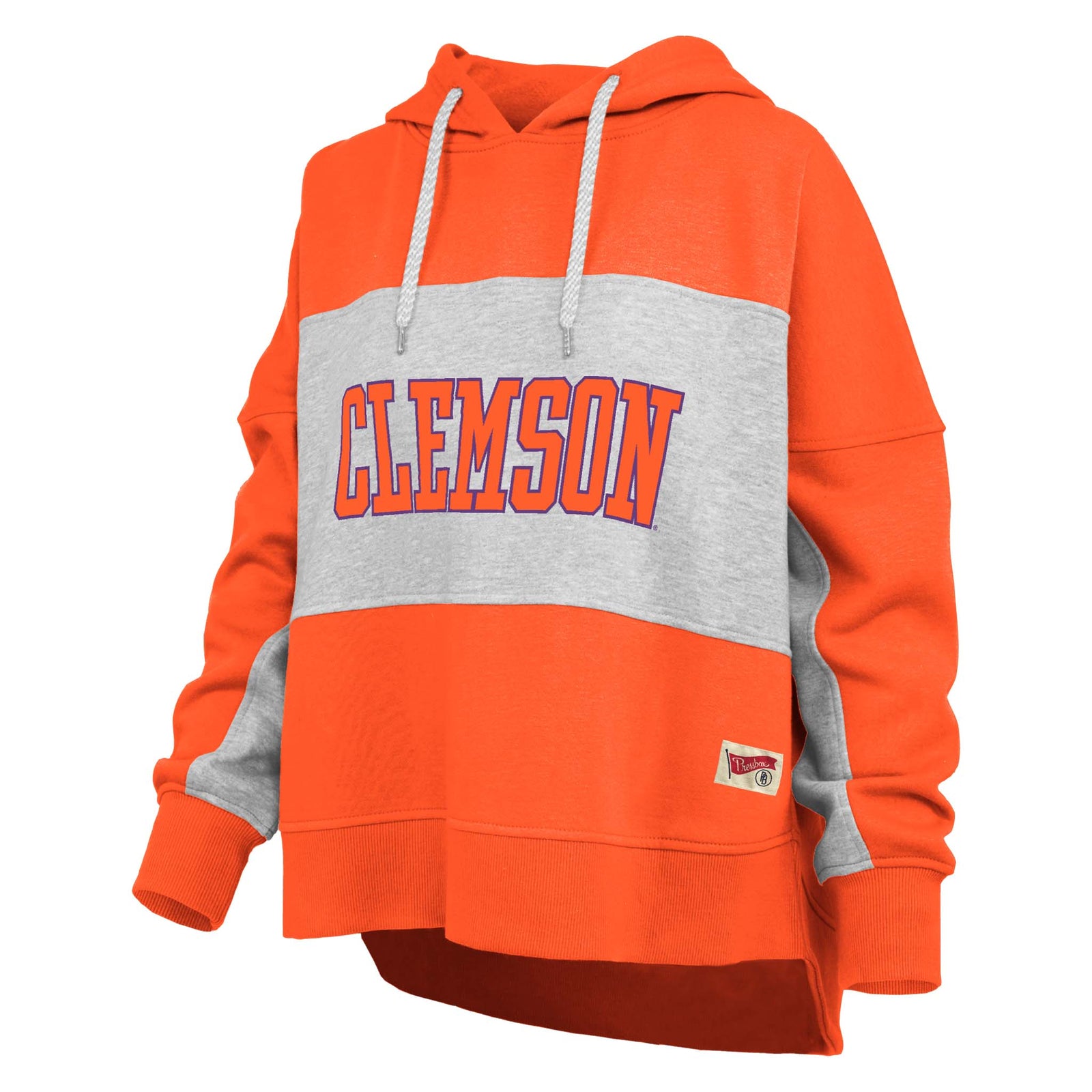 Pressbox Clemson Color Block Hoodie in orange and grey.