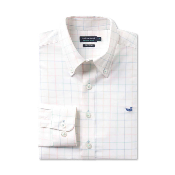 Lockhart Windowpane Performance Dress Shirt in Light Blue and Mint