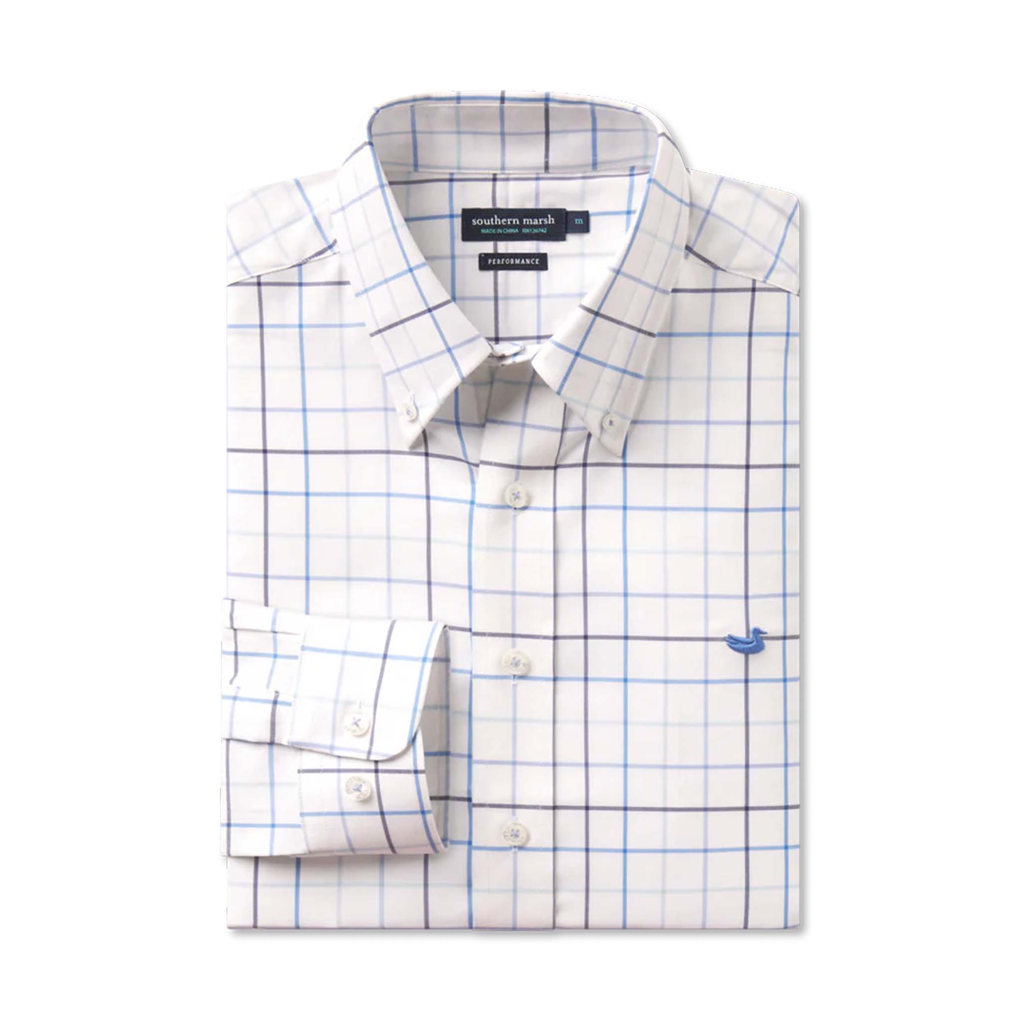 Lockhart Windowpane Performance Dress Shirt Navy & French Blue Windowpane / Extra Large