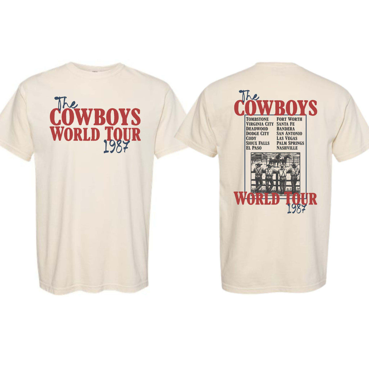 Dash Forward Cowboy World Tour Short Sleeve T-Shirt in Ivory