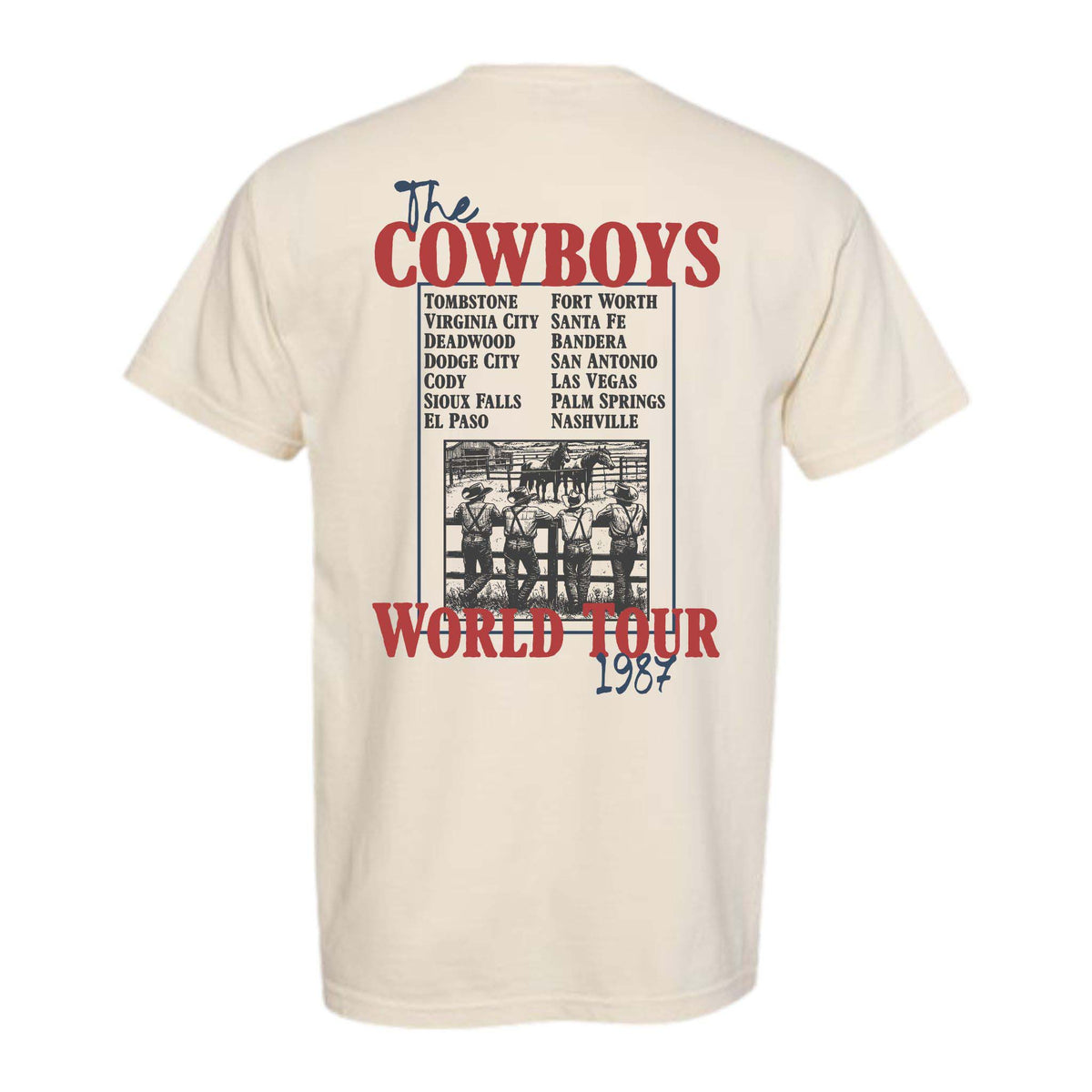 Dash Forward Cowboy World Tour Short Sleeve T-Shirt in Ivory