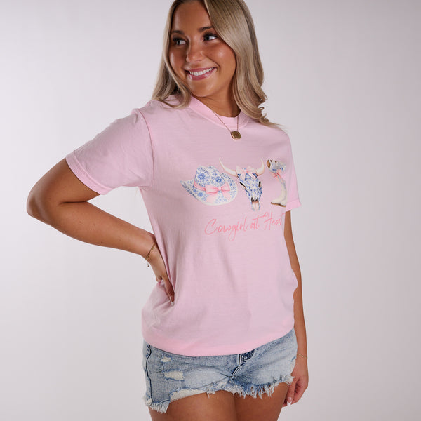 Dash Forward Cowgirl at Heart Short Sleeve T-Shirt in Blossom 