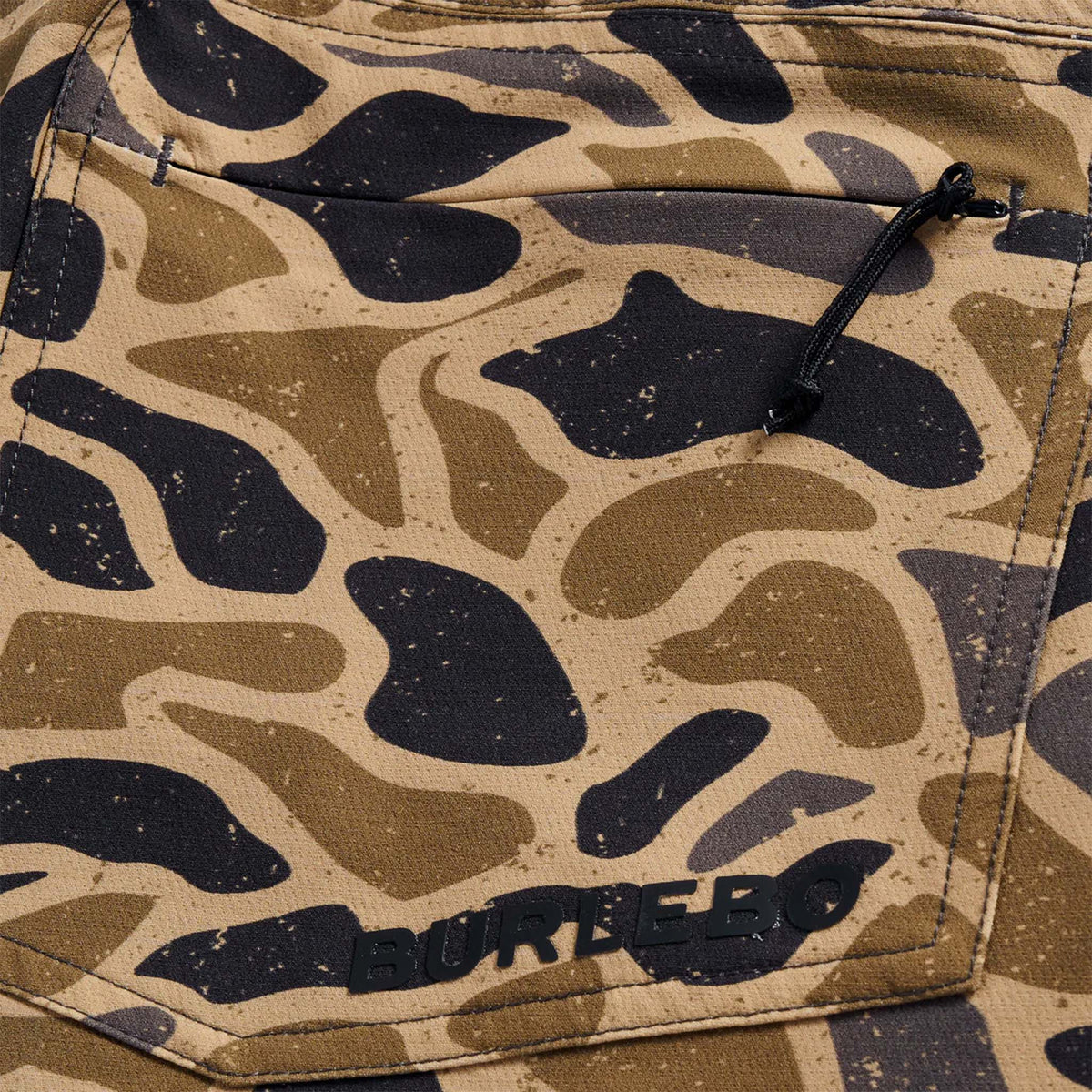 Close-up back view of Burlebo Challenger Pants in camo print.