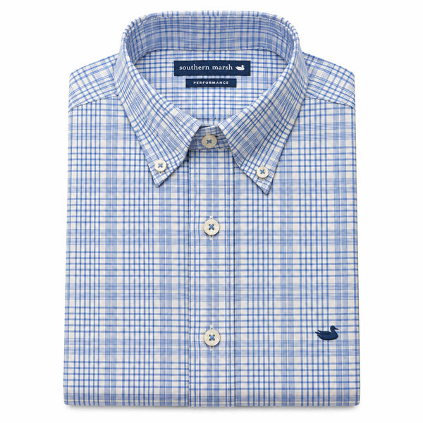 Shenandoah Performance Button Down Shirt in French Blue and White