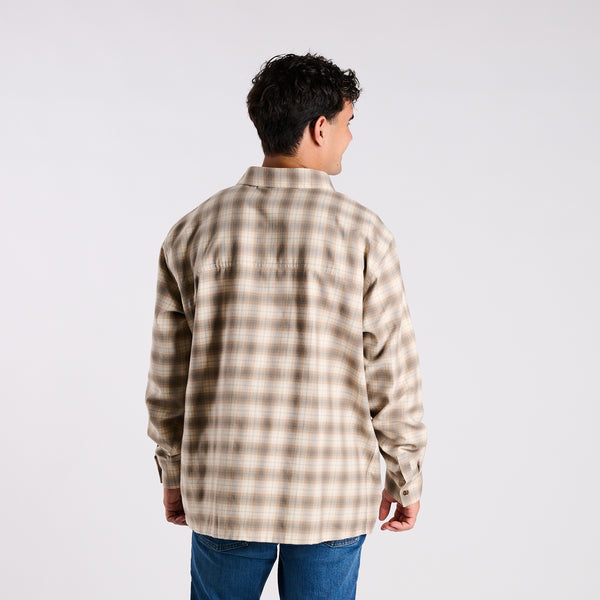 Harbor One Pocket Button Down  Flannel in Ivy and Light Tumber