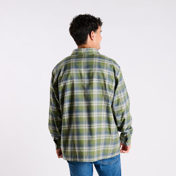 Harbor One Pocket Button Down  Flannel in Wetland and Navy
