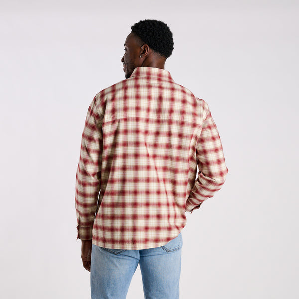 Harbor One Pocket Button Down  Flannel in Boysenberry and Khaki