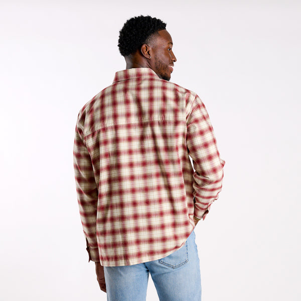 Harbor One Pocket Button Down  Flannel in Boysenberry and Khaki