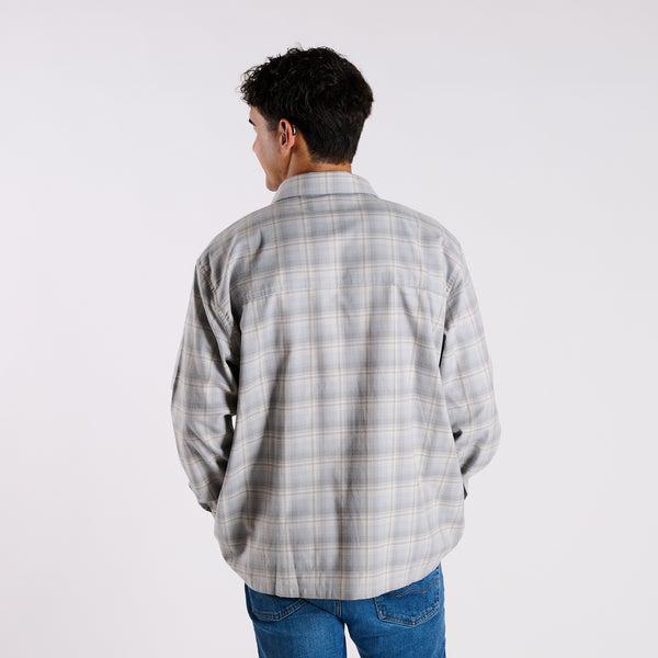 Harbor One Pocket Button Down  Flannel in Grey