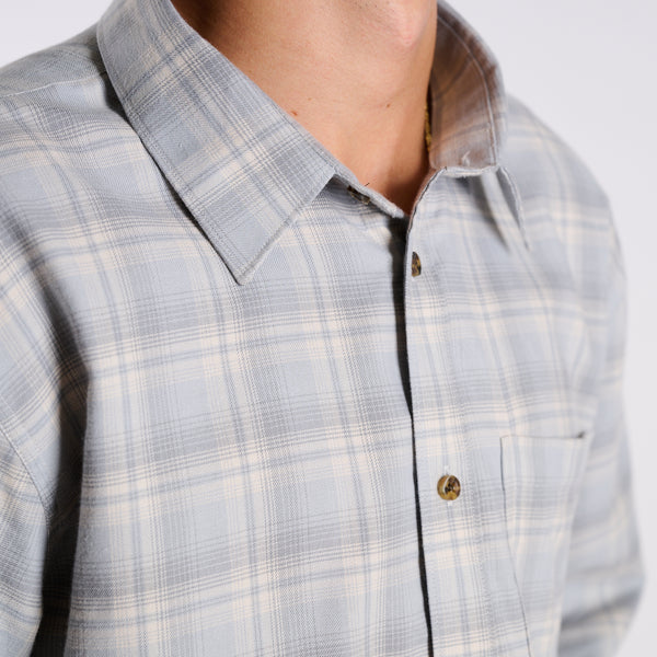 Harbor One Pocket Button Down  Flannel in Grey