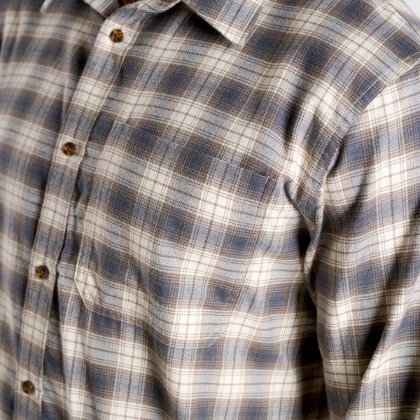 Harbor One Pocket Button Down  Flannel in Washed Black and Teak