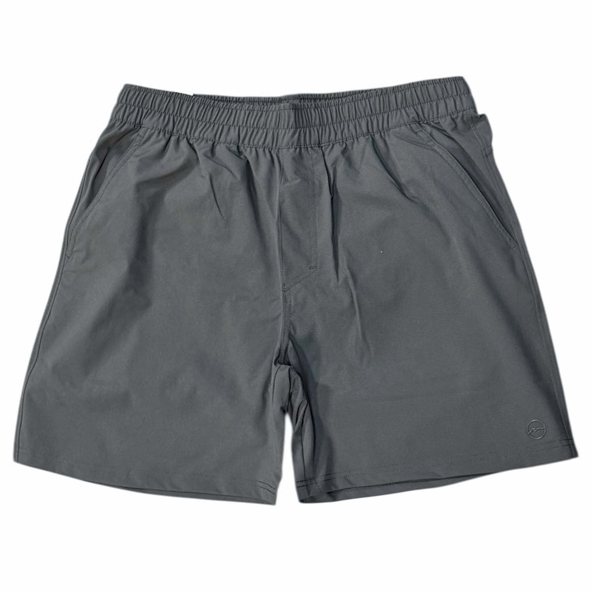 6 Inch Everyday Shore Shorts in Washed Black by Coast Apparel shown on a white background.