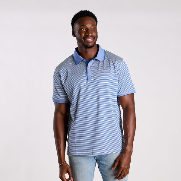 Slipknot Stripe Polo in Tide