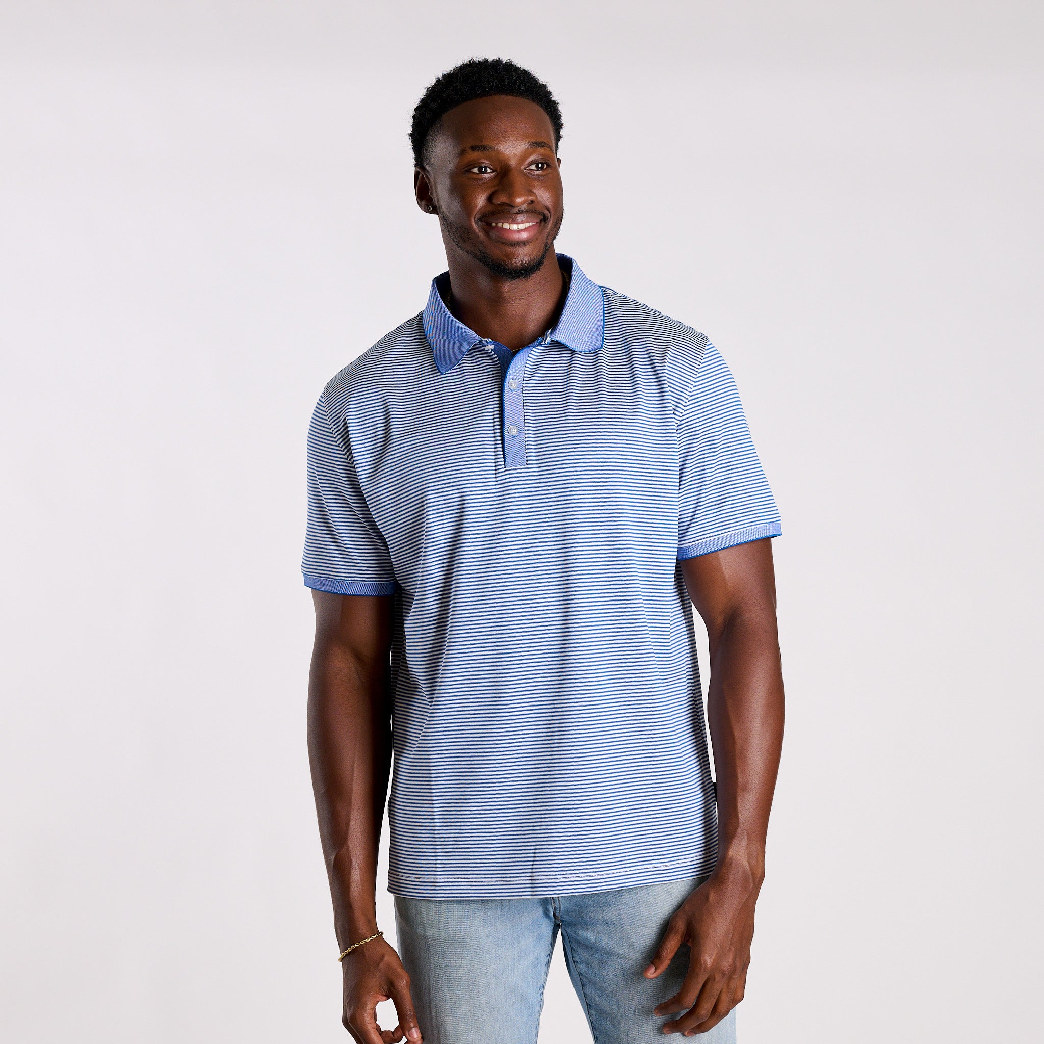 COAST Slipknot Stripe Polo in Tide | Palmetto Moon