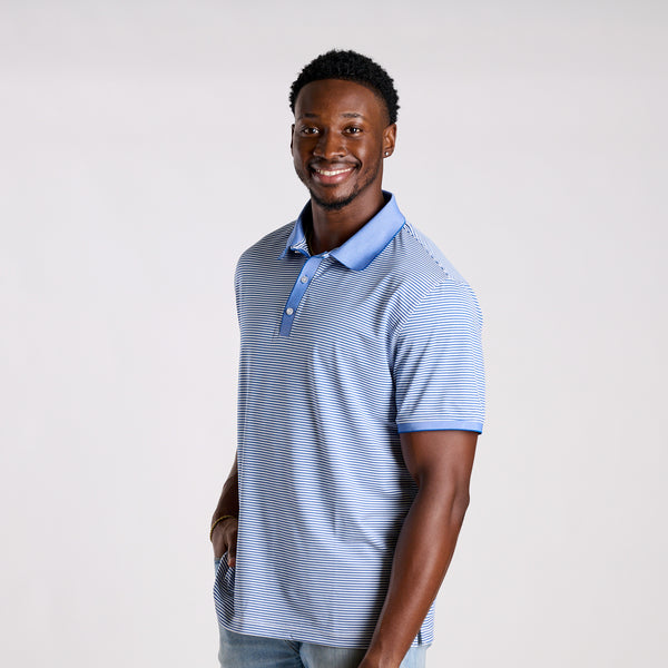 Slipknot Stripe Polo in Tide