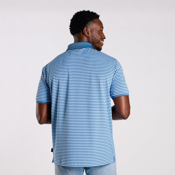 Slipknot Stripe Tricolor Pocket Polo in Navy, White and Crew