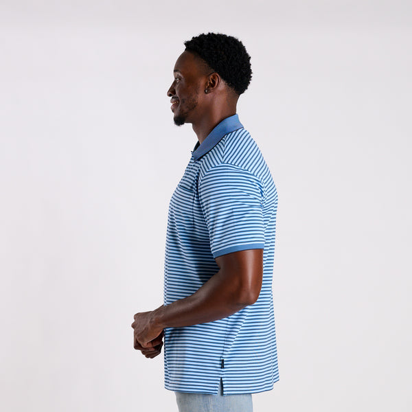 Slipknot Stripe Tricolor Pocket Polo in Navy, White and Crew