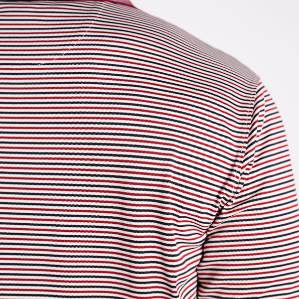 Slipknot Stripe Tricolor Pocket Polo in Boysenberry, Black, and White