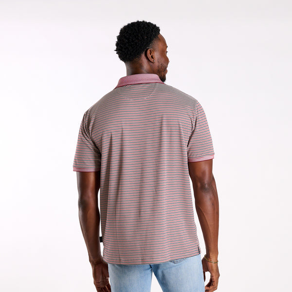 Slipknot Stripe Tricolor Pocket Polo in Boysenberry, Black, and White