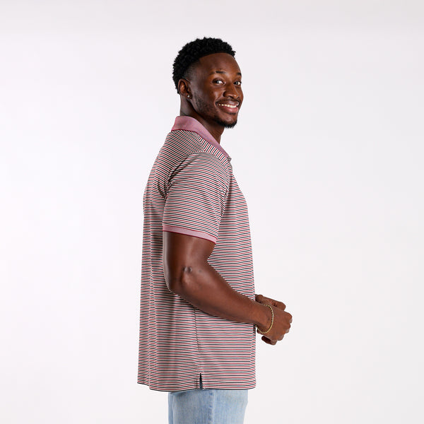 Slipknot Stripe Tricolor Pocket Polo in Boysenberry, Black, and White
