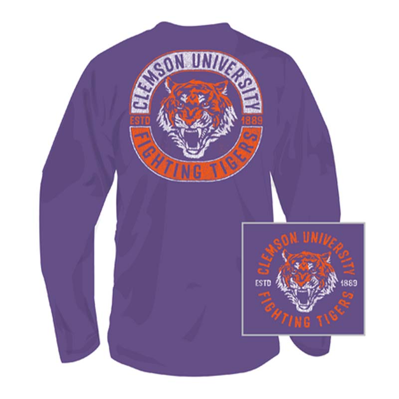 Clemson Electric Tiger Long Sleeve T-Shirt in Grape