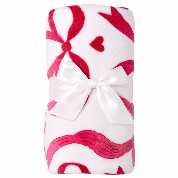 Pink Romantic Bows Fleece Blanket