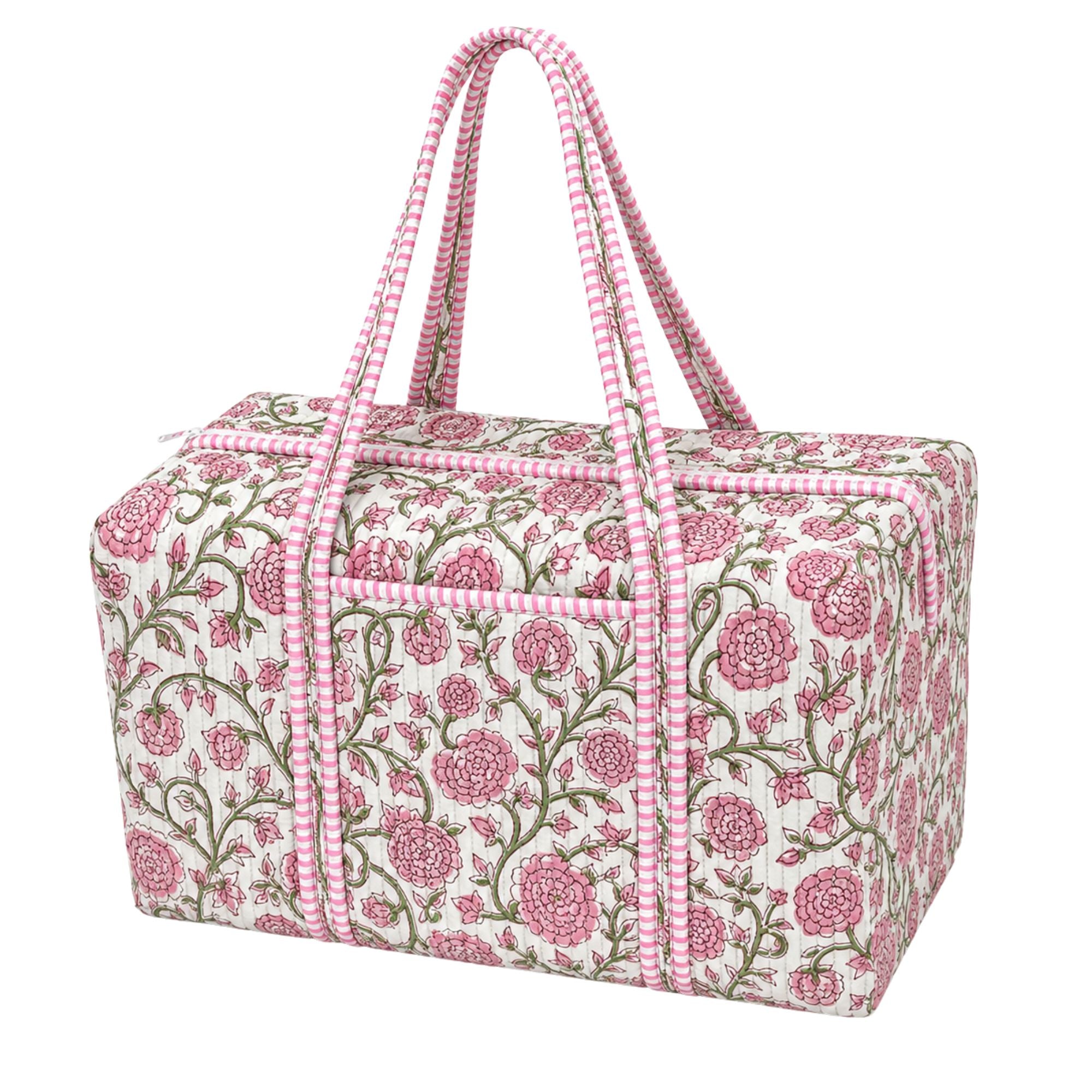 Queen's Designs Pink Floral Patchwork Mini Duffle Bag | Palmetto Moon