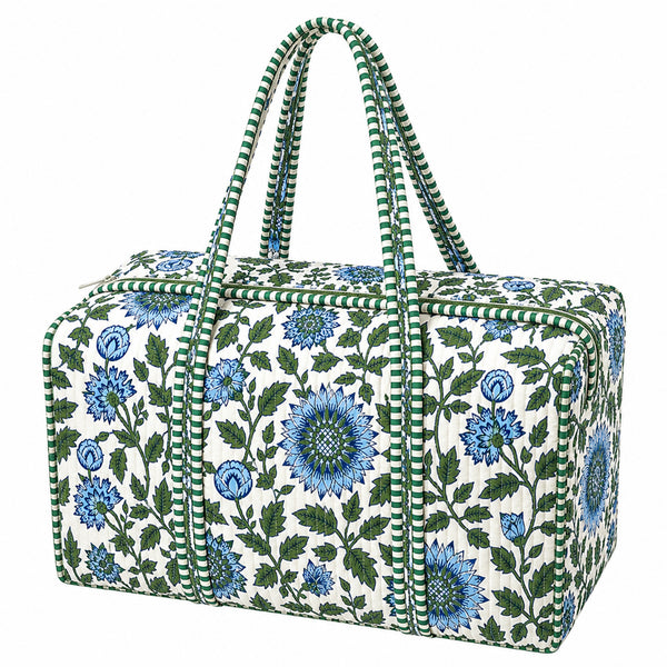 Green & Blue Floral Quilted Duffel Bag