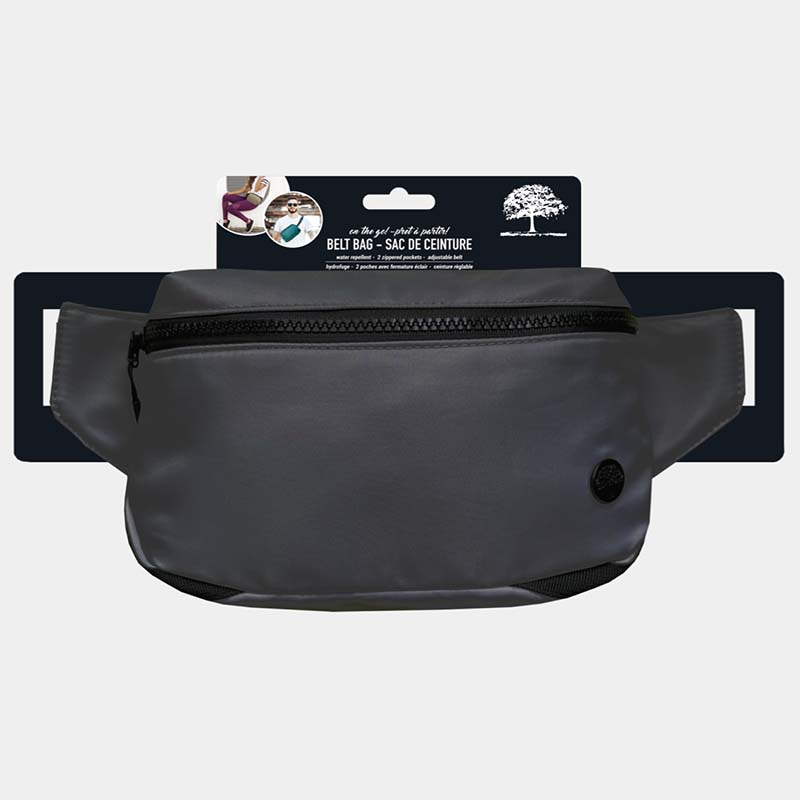 Charcoal Double Zipper Belt Bag