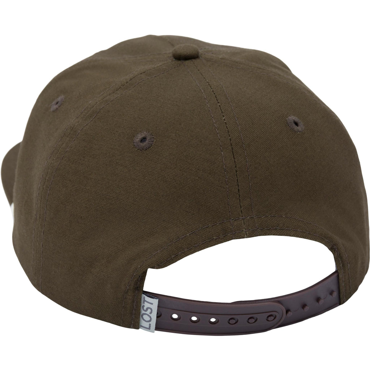Roux Light Khaki | Brown cap with a LOST brand logo on the back on a white background