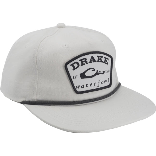  White cap with Drake Waterfowl logo on a white background