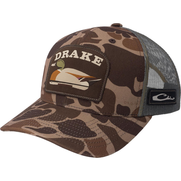 Camouflage cap with Drake logo on a white background