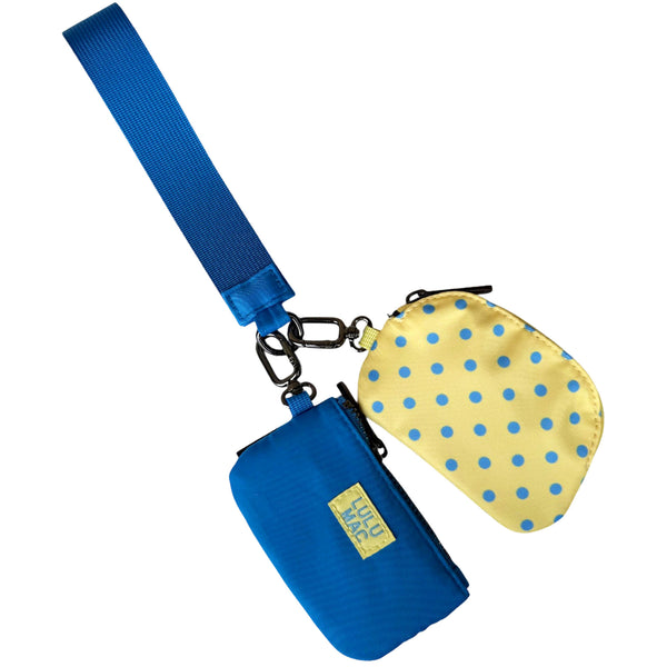 Lulu Mac Dual Wristlet in Butter and Blue Dots