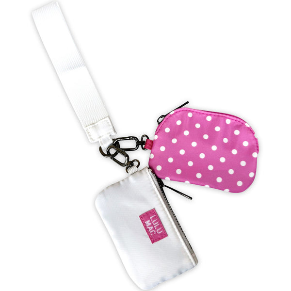 Lulu Mac Dual Wristlet in Hot Pink and White Dots