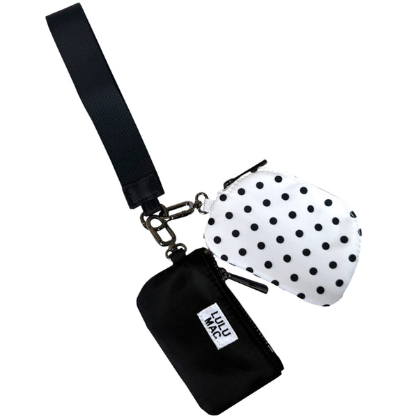 Lulu Mac Dual Wristlet in Black with White Dots