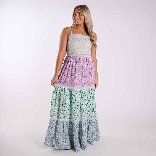 Multi Floral Sleeveless Maxi Dress