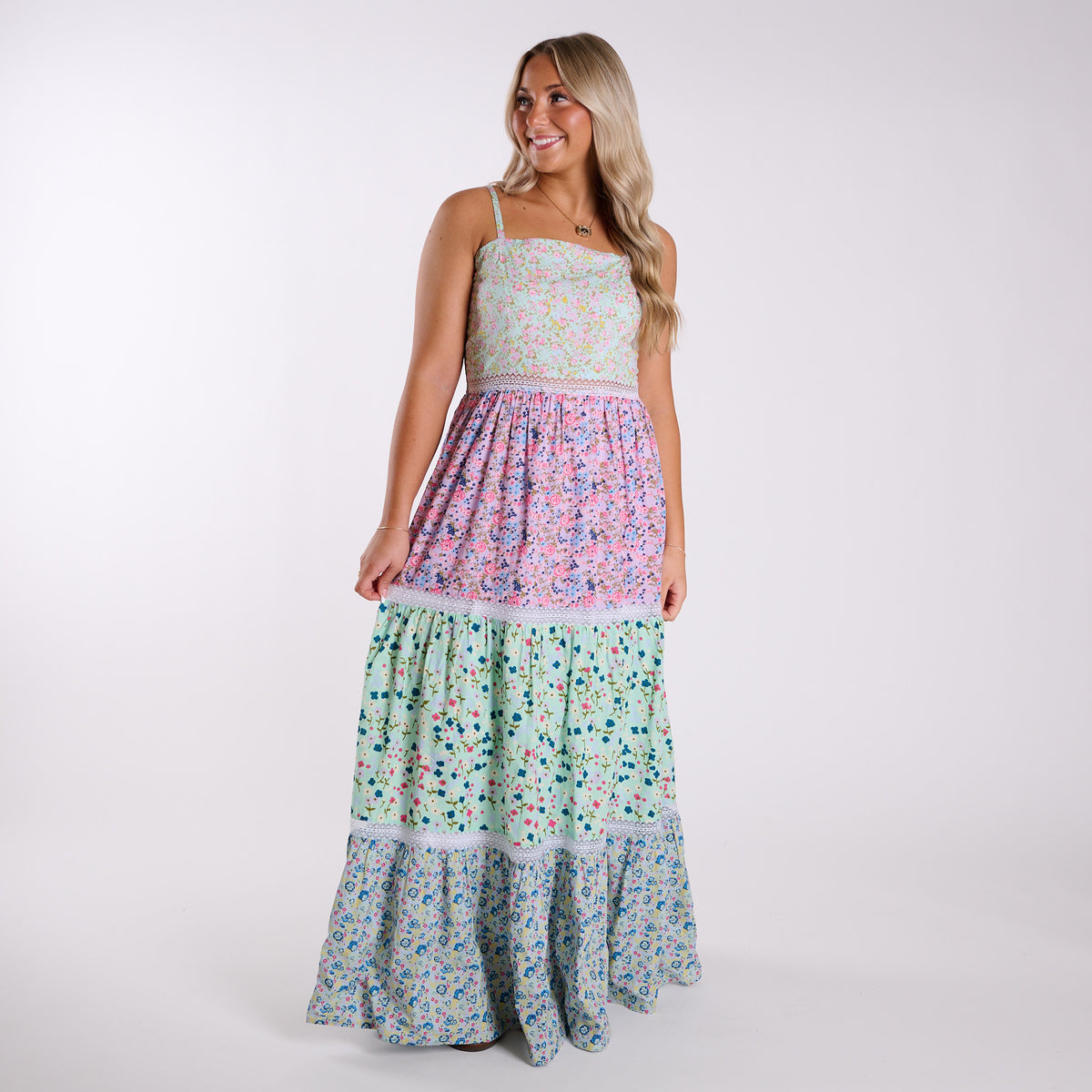 Multi Floral Sleeveless Maxi Dress