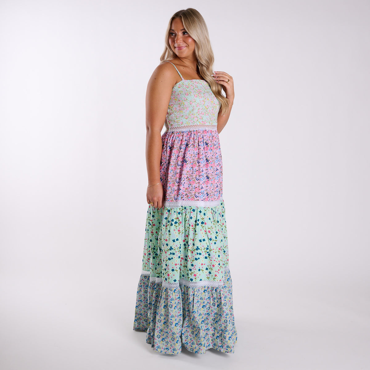 Multi Floral Sleeveless Maxi Dress