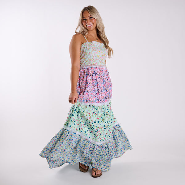 Multi Floral Sleeveless Maxi Dress