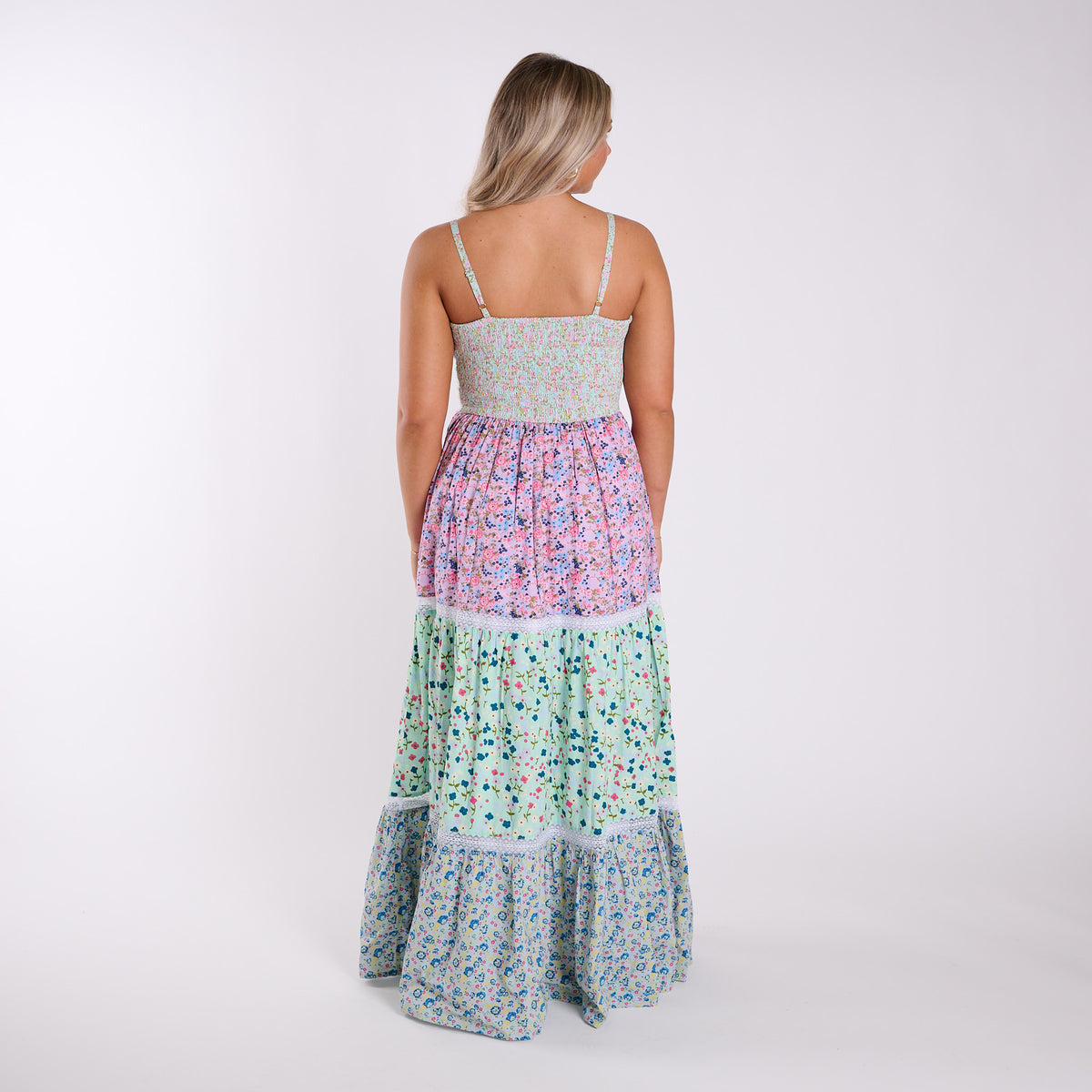 Multi Floral Sleeveless Maxi Dress