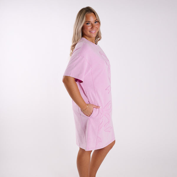Pink Bow Knit Dress