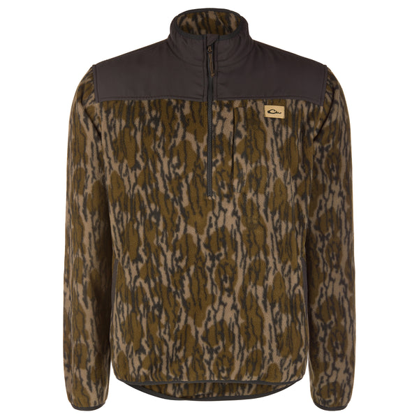 Men's Camp Fleece Quarter Zip Pullover in Moss Camo