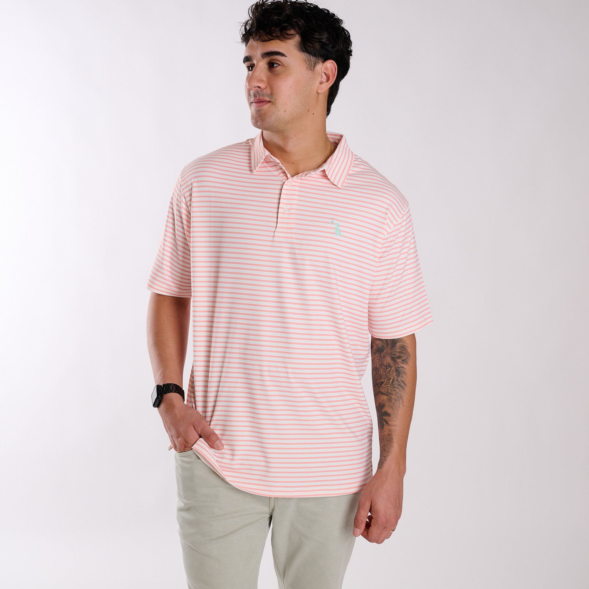 Edisto Stripe Polo Peach