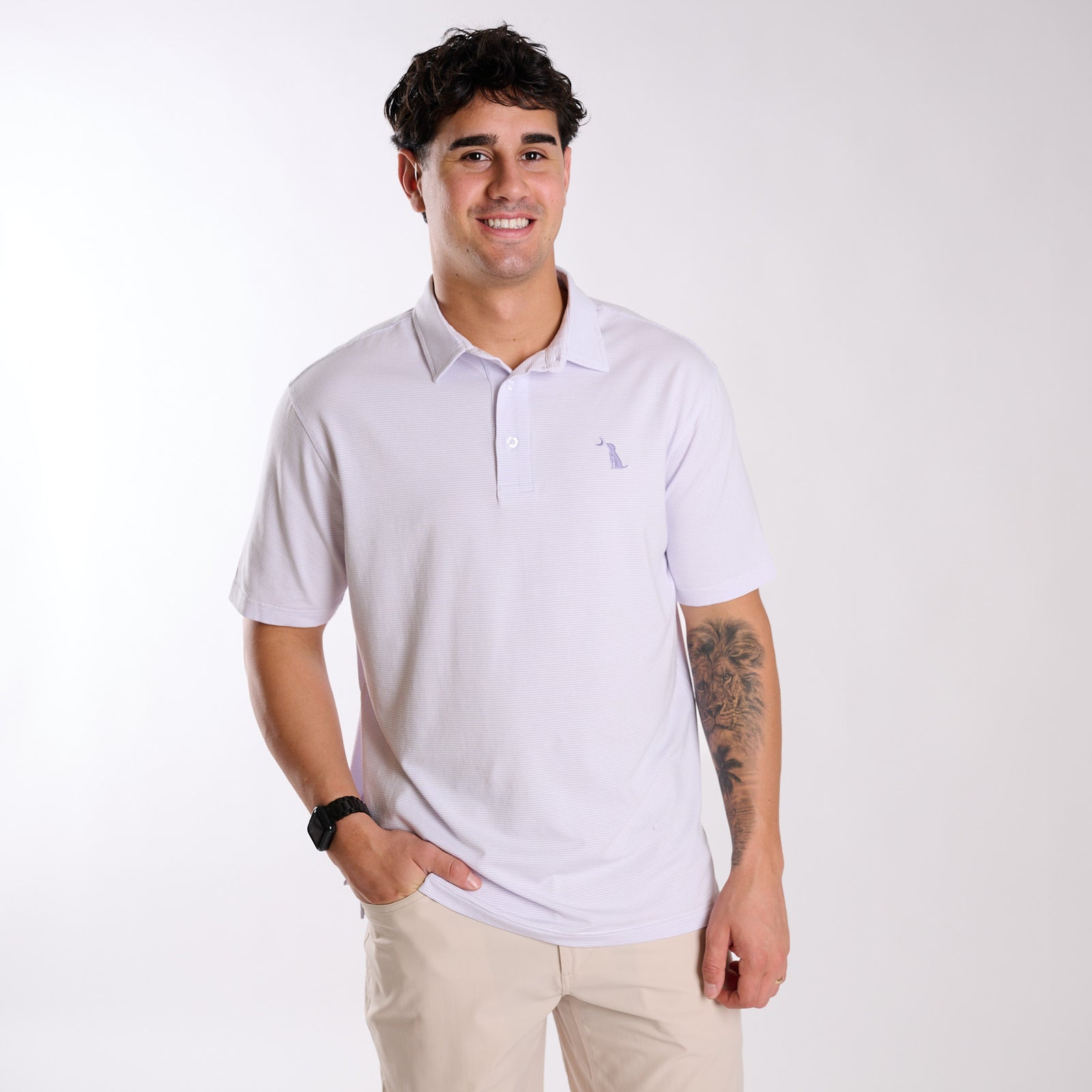 Driftwood Striped Polo in Lavender
