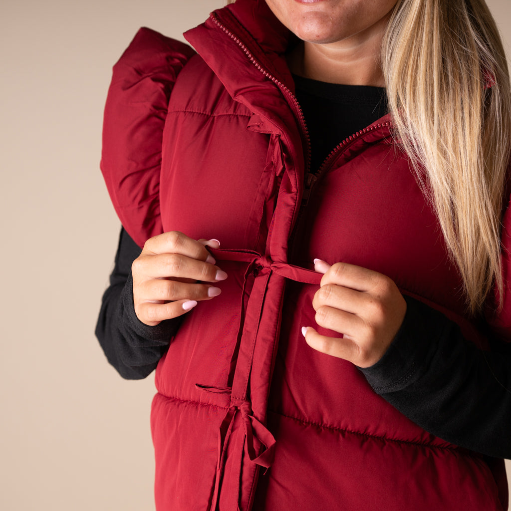 Bow Front Vest in Burgundy