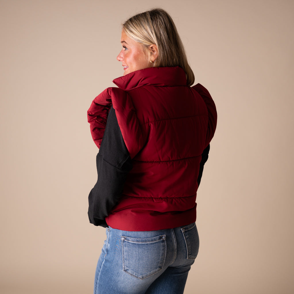 Bow Front Vest Burgundy