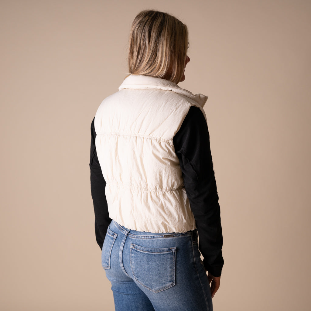 Ruched Cropped Vest Ivory